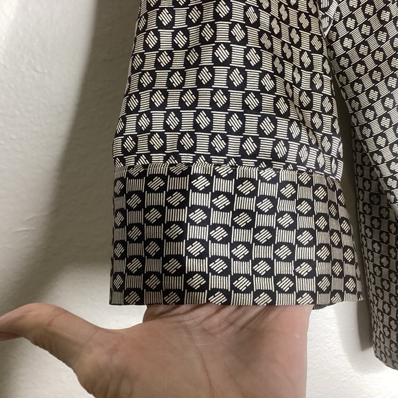 Neiman Marcus Vtg Silk Shirt Oversized Black Tan M - Picture 3 of 9